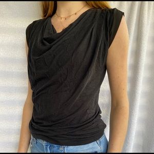 Black cowl neck tee shirt